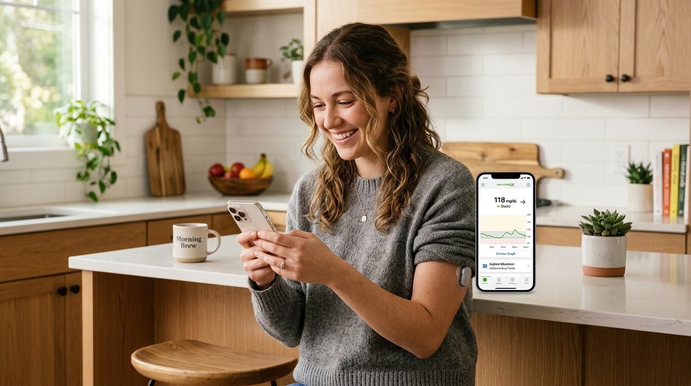 beginner first-time CGM user learning to read glucose data reports