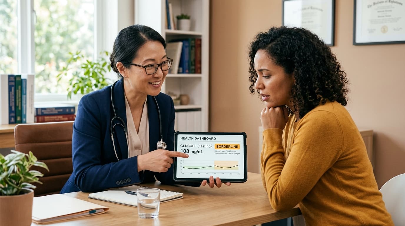 CGM prediabetes early detection doctor reviewing glucose patterns