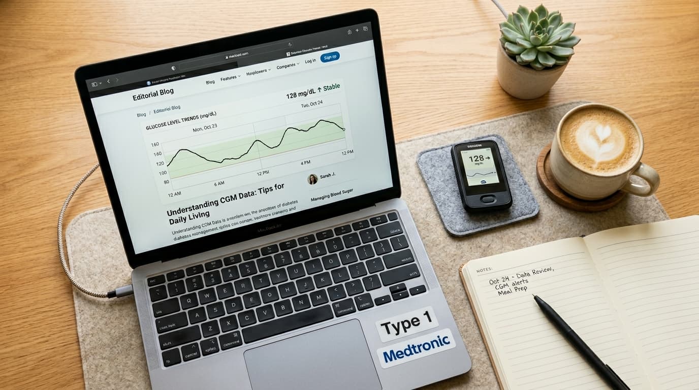 GlucoseIntel blog editorial desk with CGM articles and research