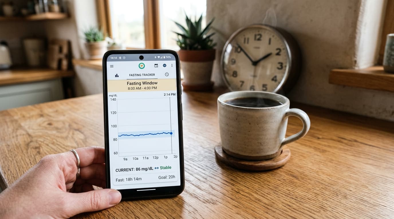 intermittent fasting blood sugar CGM trend during 16:8 eating window