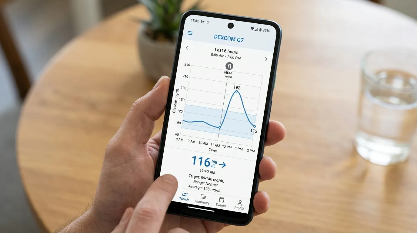 postmeal blood sugar spike CGM glucose curve after eating carbohydrates