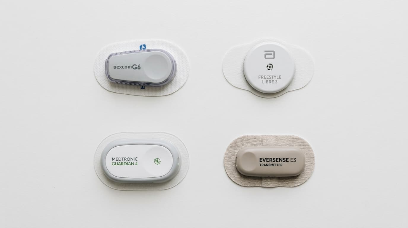 four major CGM brand devices compared side by side