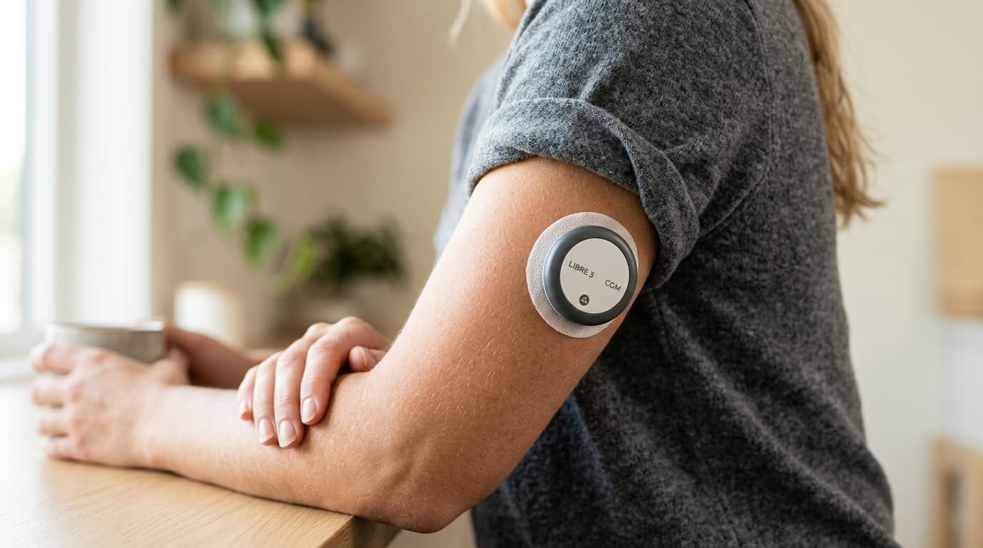 Dexcom CGM sensor applied on arm premium glucose monitoring device