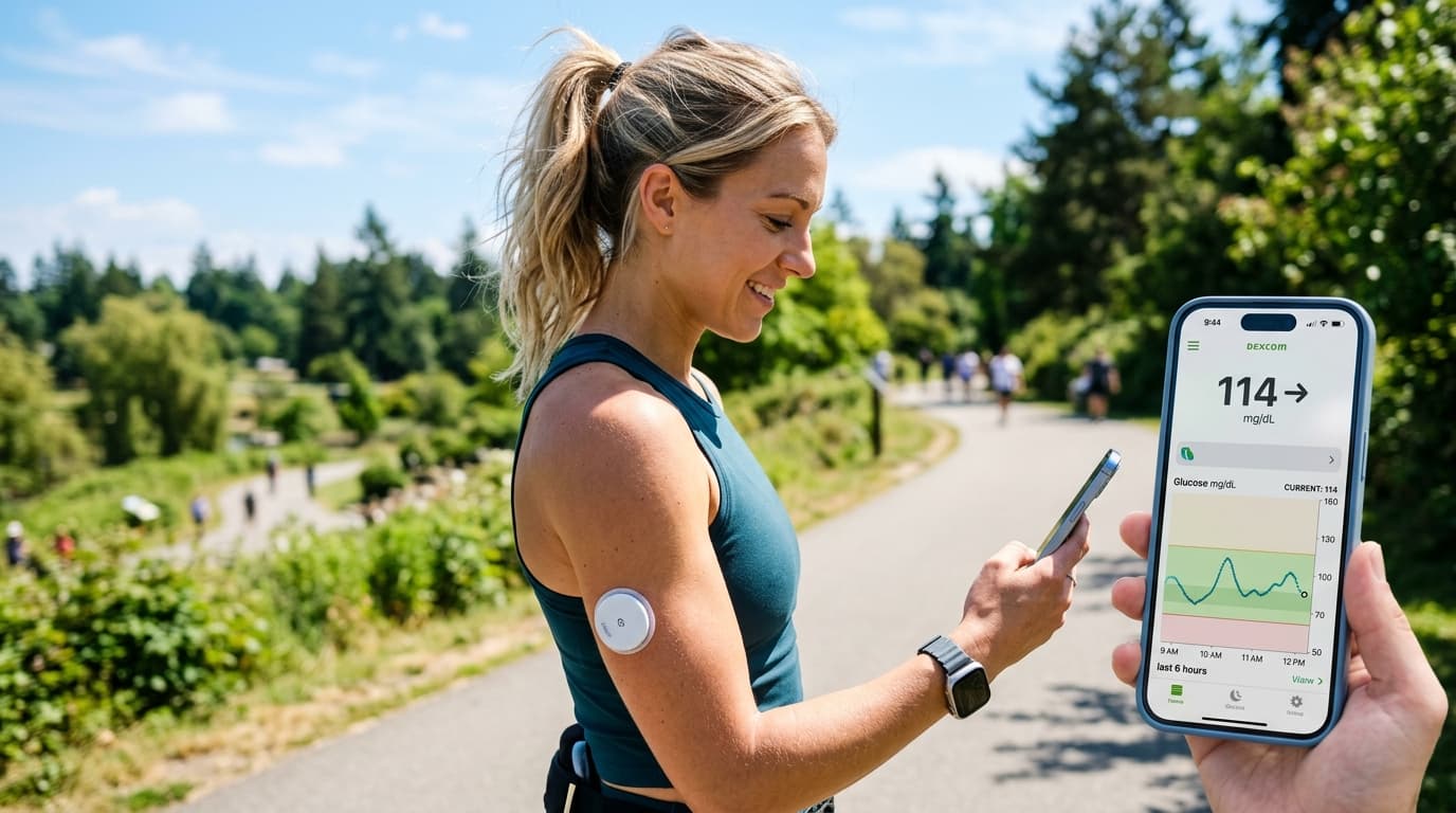 Dexcom G7 real-time glucose data and predictive low alert on smartphone