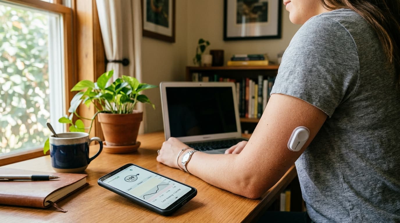 FreeStyle Libre 3 Plus 15-day continuous glucose monitor on arm