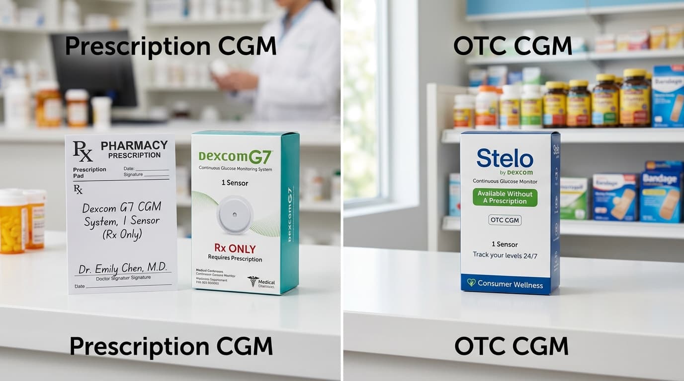 prescription CGM versus over-the-counter glucose monitor feature comparison