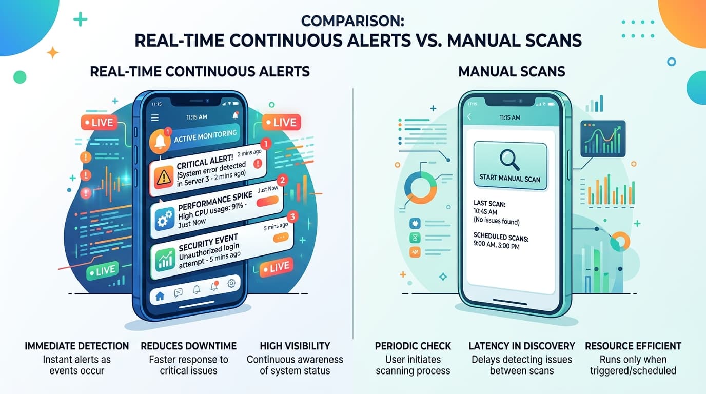 real-time continuous glucose data streaming compared to flash scan monitoring