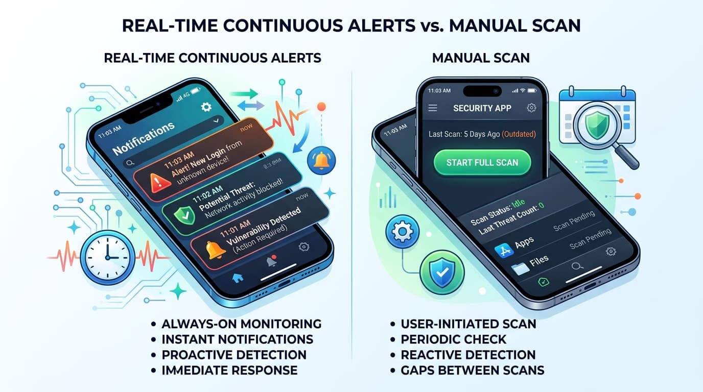 real-time CGM automatic alerts versus flash glucose monitoring scan-to-read