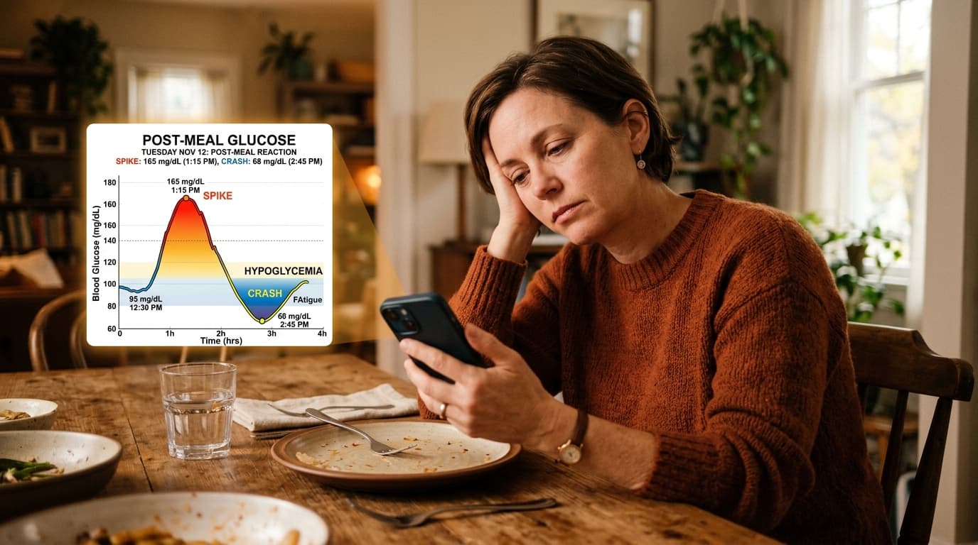 CGM identifying reactive hypoglycemia glucose pattern after high-carb meal