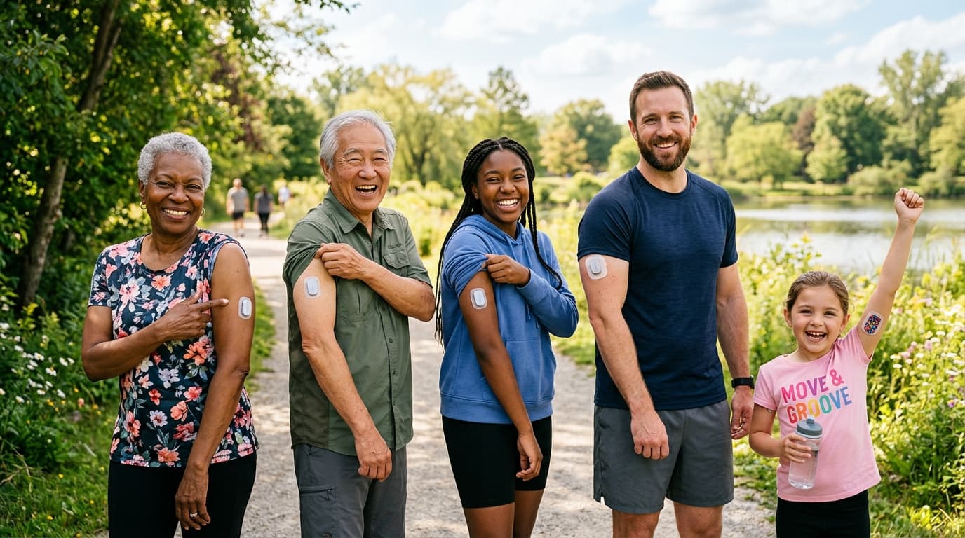 parent remotely monitoring child CGM glucose data on smartphone