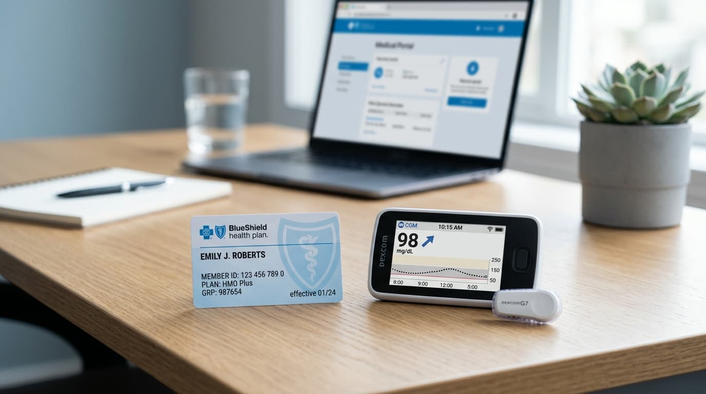 CGM insurance coverage card and continuous glucose monitor prior authorization