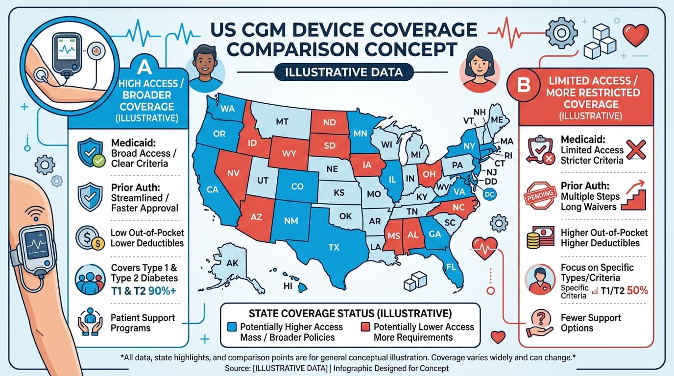 CGM Medicaid coverage state-by-state map of glucose monitor benefits