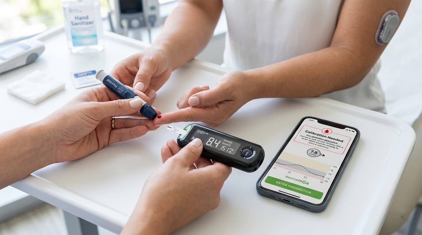 CGM calibration using finger prick blood glucose reference test