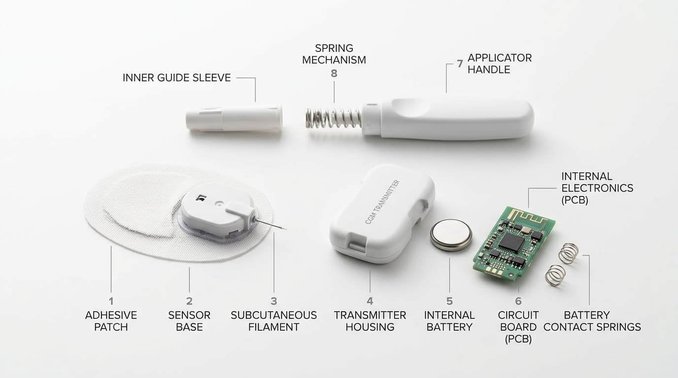 CGM system parts and how continuous glucose monitoring works
