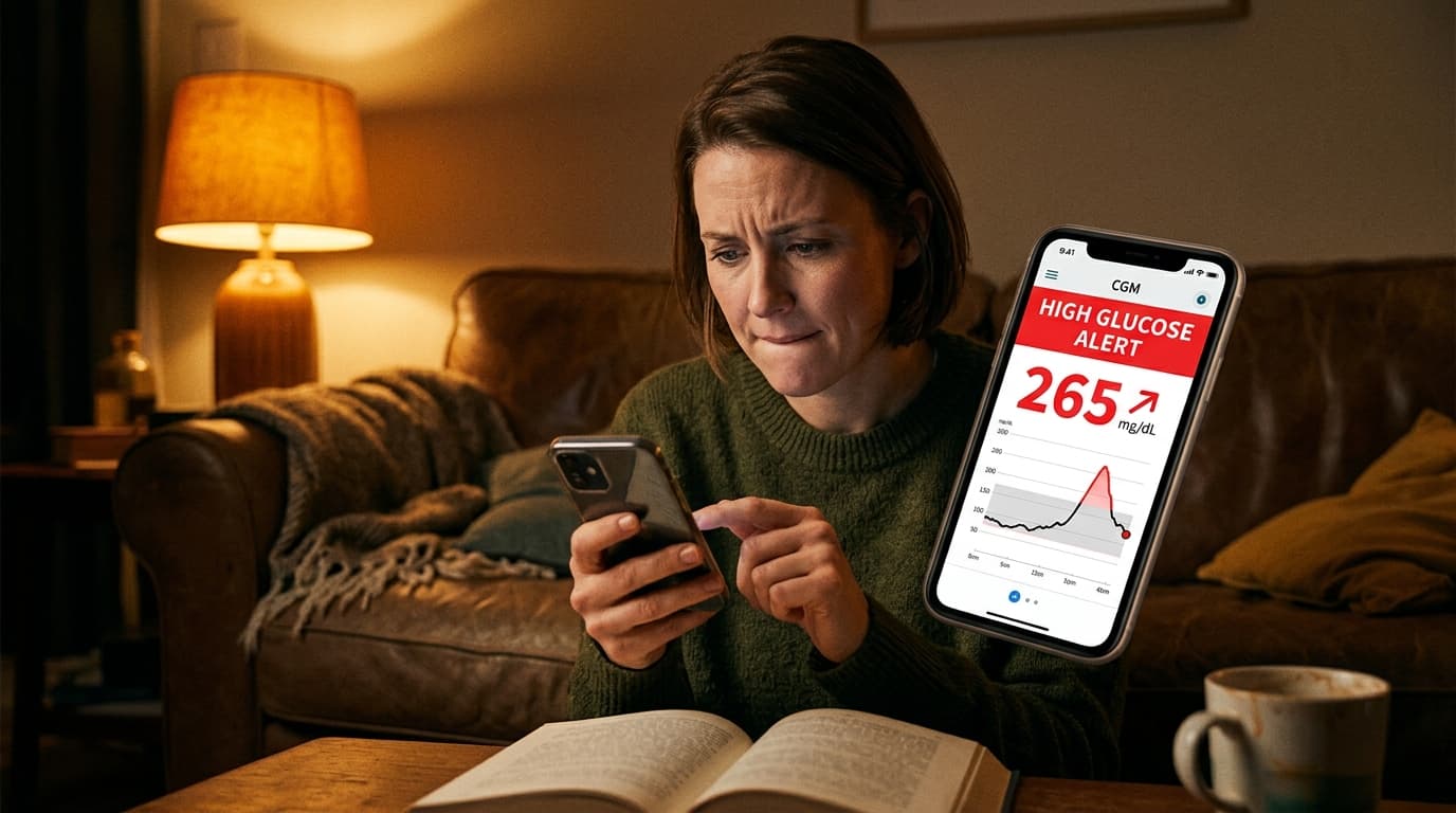 high blood sugar hyperglycemia CGM trend showing prolonged elevation