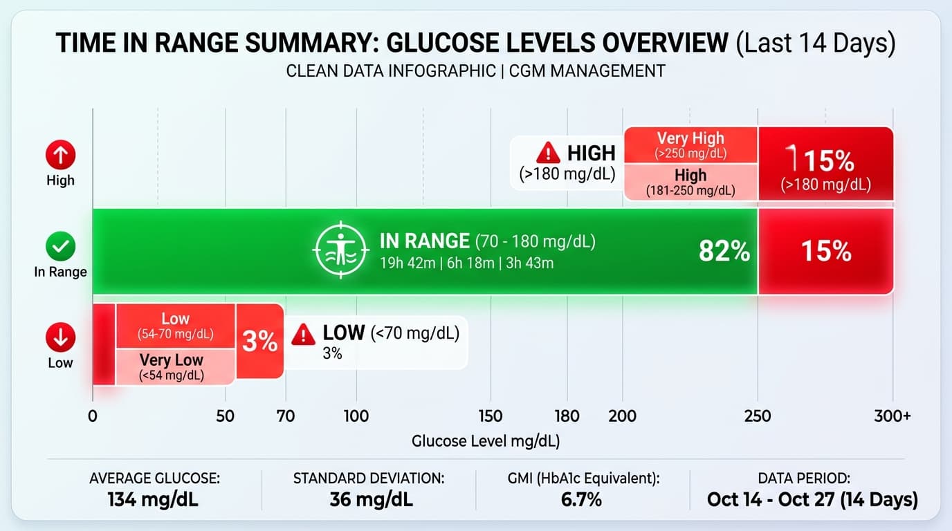 TIR time in range CGM metric 70 percent target for diabetes control