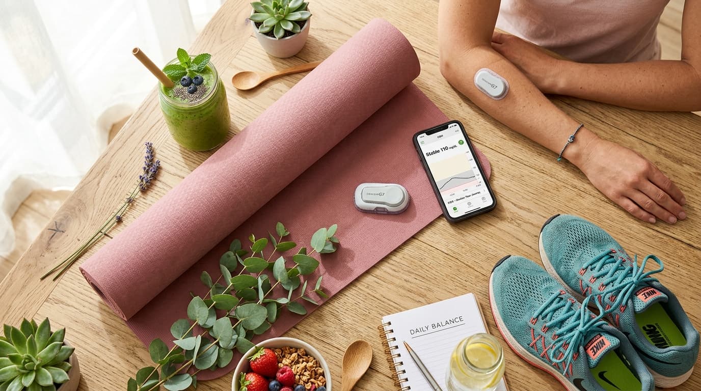 wellness-focused continuous glucose monitor with fitness and health tracking