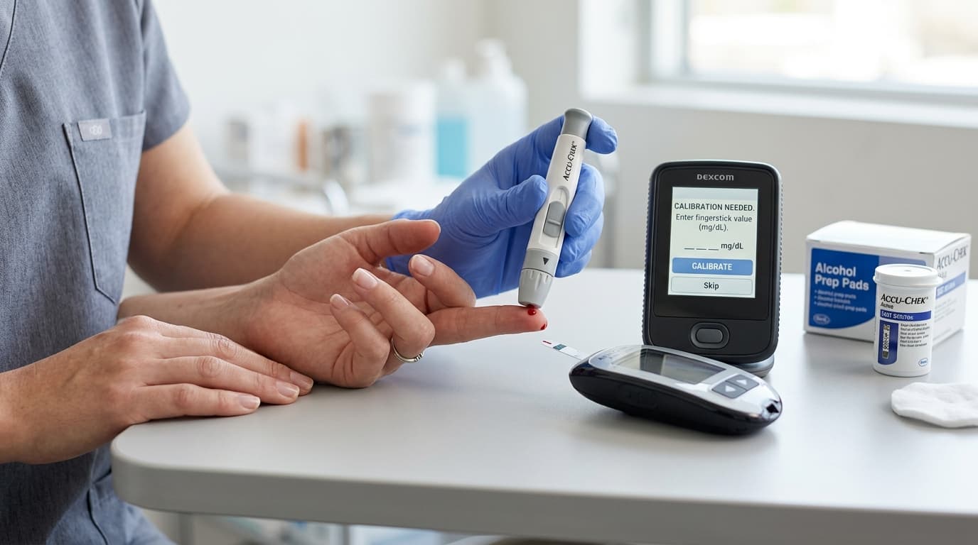 factory-calibrated CGM sensor versus user-calibrated glucose monitor