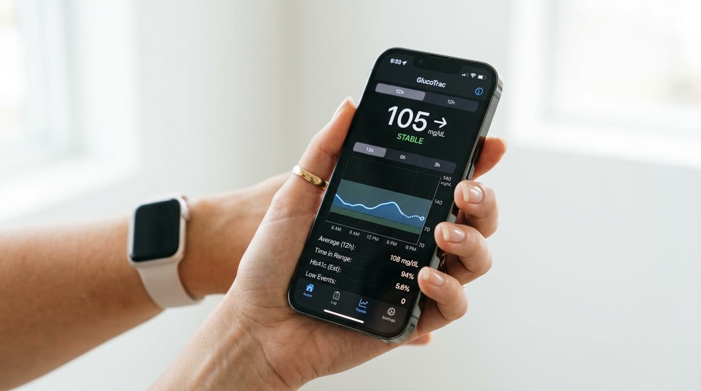 continuous glucose monitor Bluetooth data sharing to smartphone app