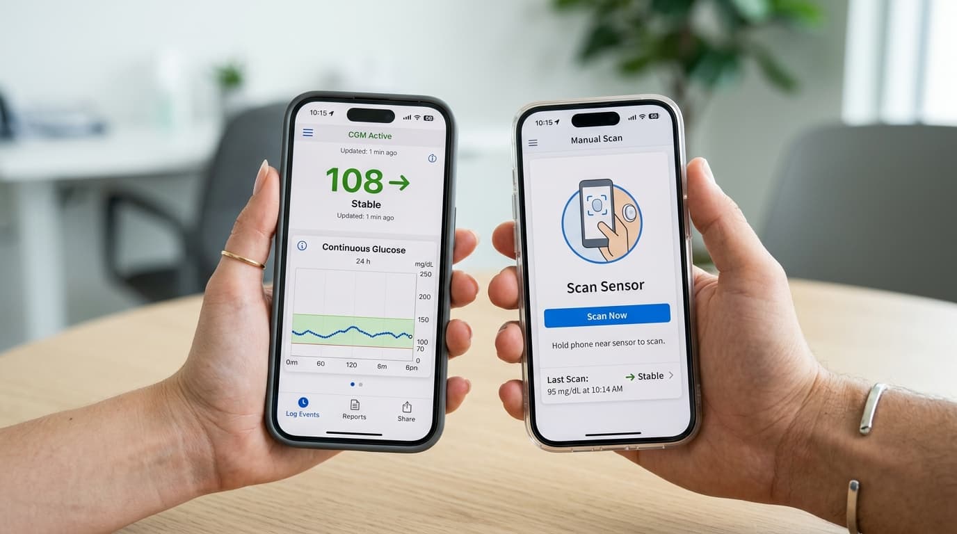 real-time automatic glucose streaming compared to scan-based flash monitoring