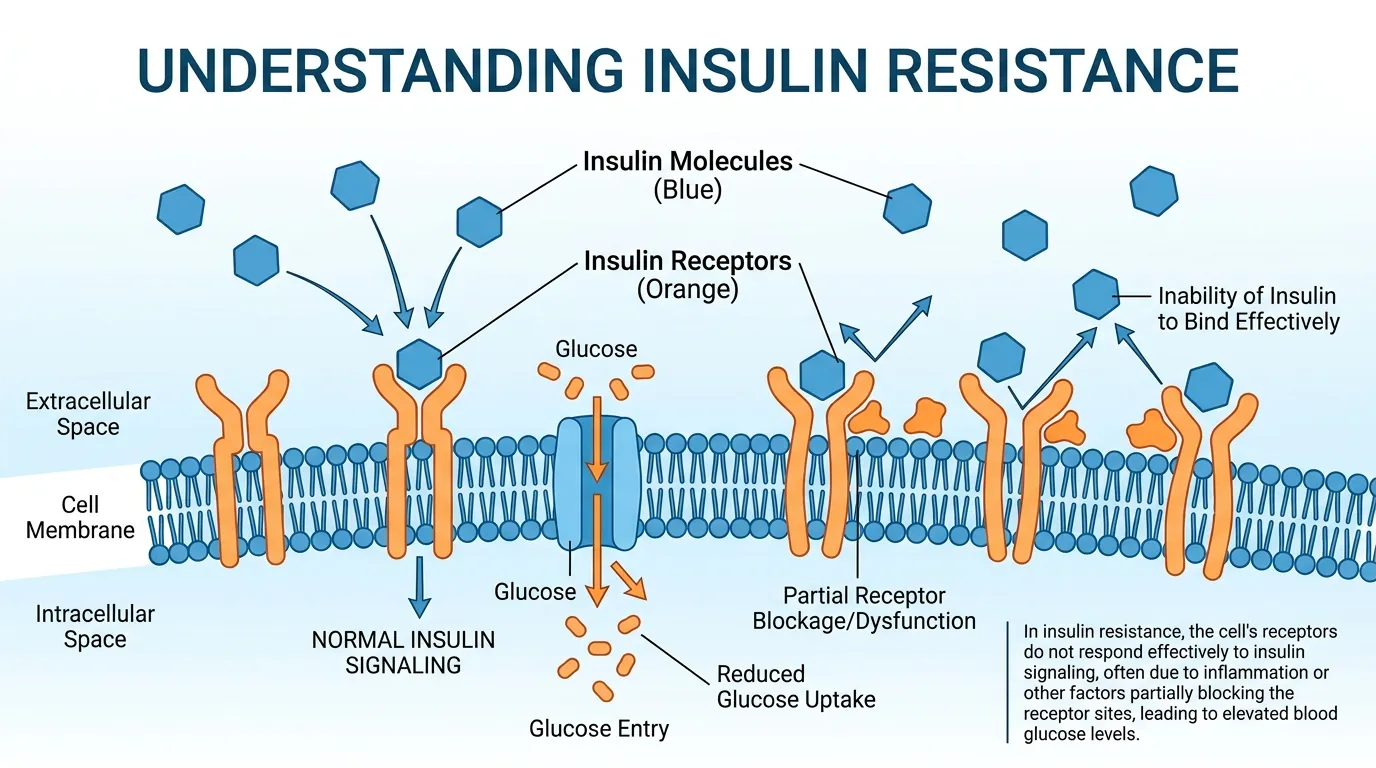 insulin resistance cell receptor diagram showing impaired glucose uptake