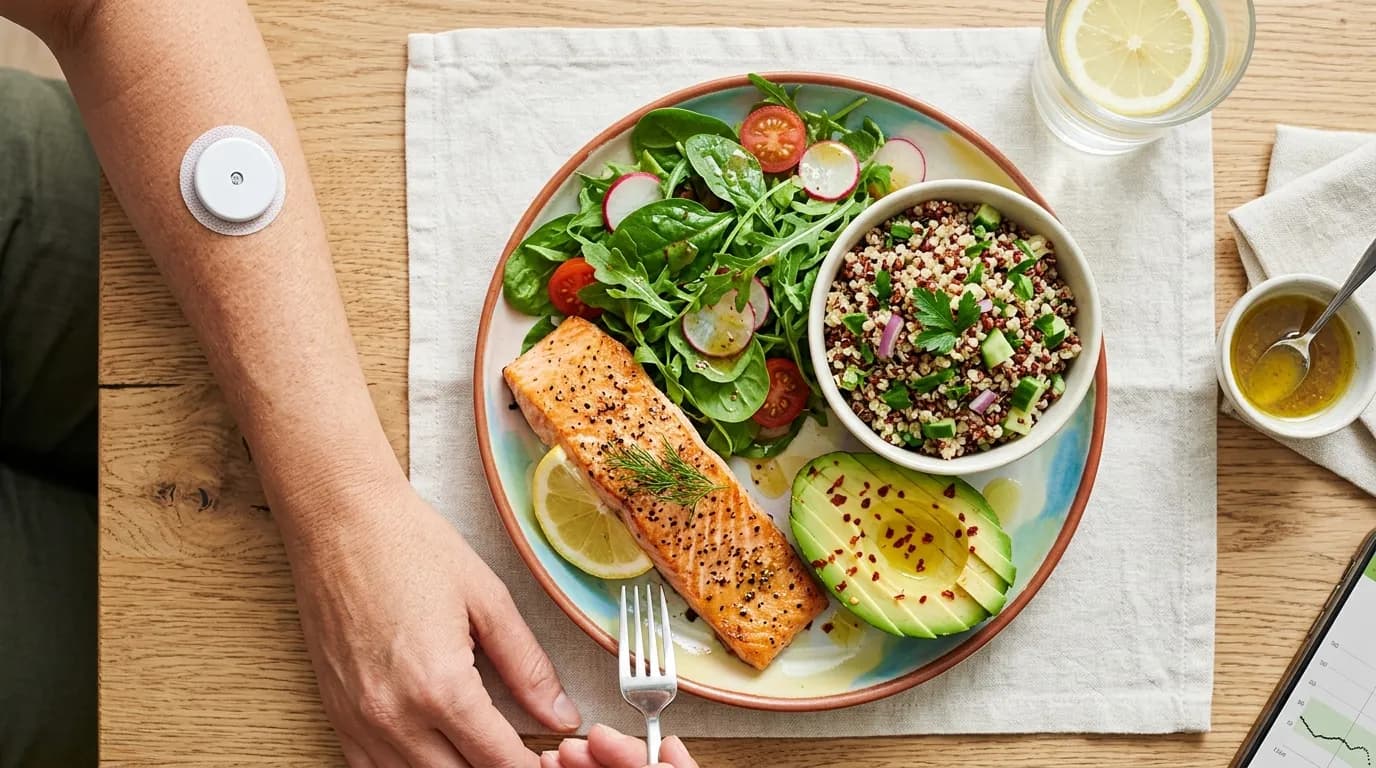 CGM nutrition food response and continuous glucose monitor meal tracking