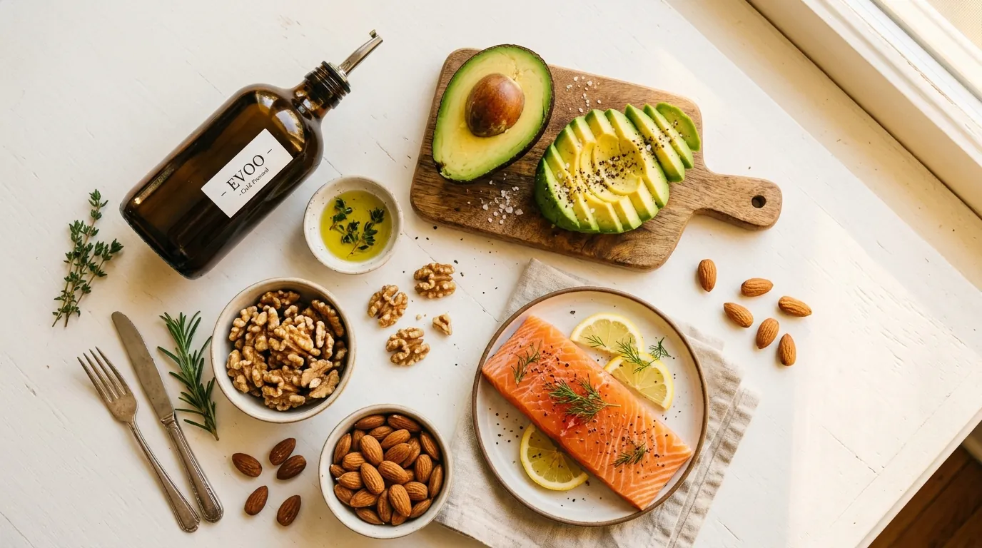 balanced meal plan healthy fats slowing glucose absorption for stable blood sugar
