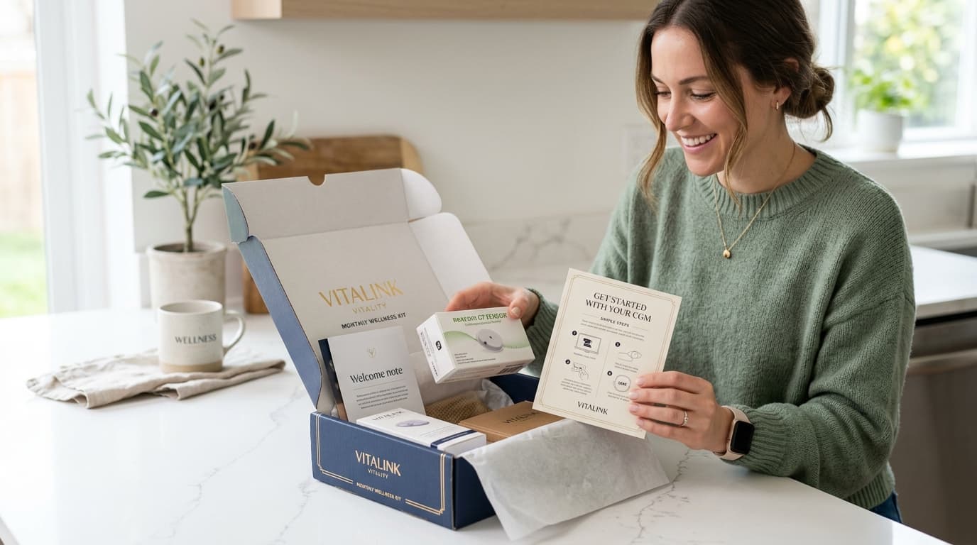 Levels Health CGM subscription box unboxing with glucose sensor