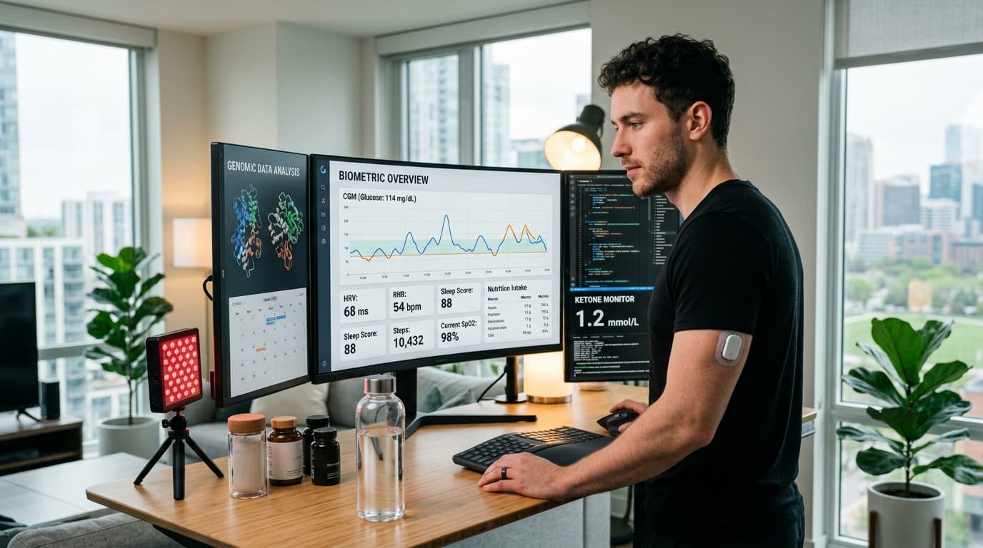 Veri CGM biohacker health metrics dashboard and glucose stability score