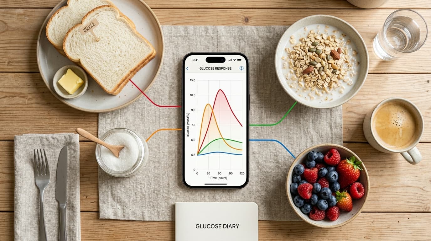 continuous glucose monitor meal comparison high-carb versus balanced plate