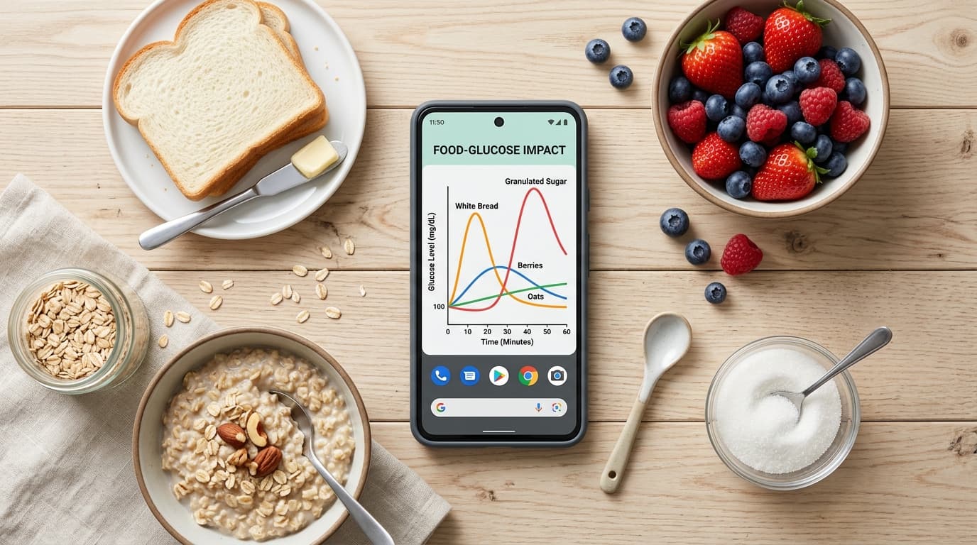 CGM showing how different foods affect blood sugar glucose response