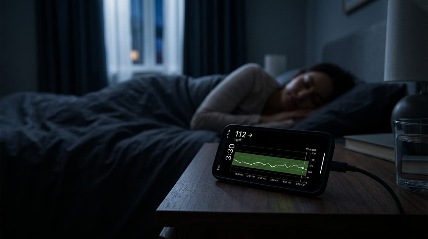 CGM overnight glucose trend showing nocturnal blood sugar patterns